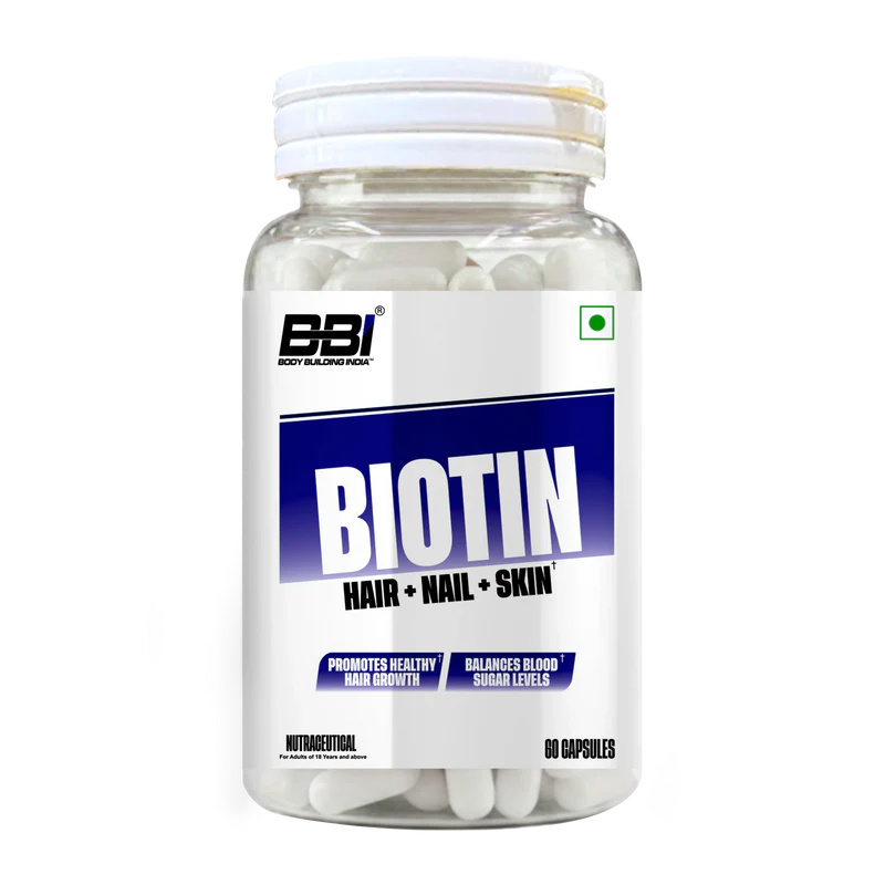 BBI Biotin Supplement – Strong Hair, Healthy Skin & Nails | 60 Capsules