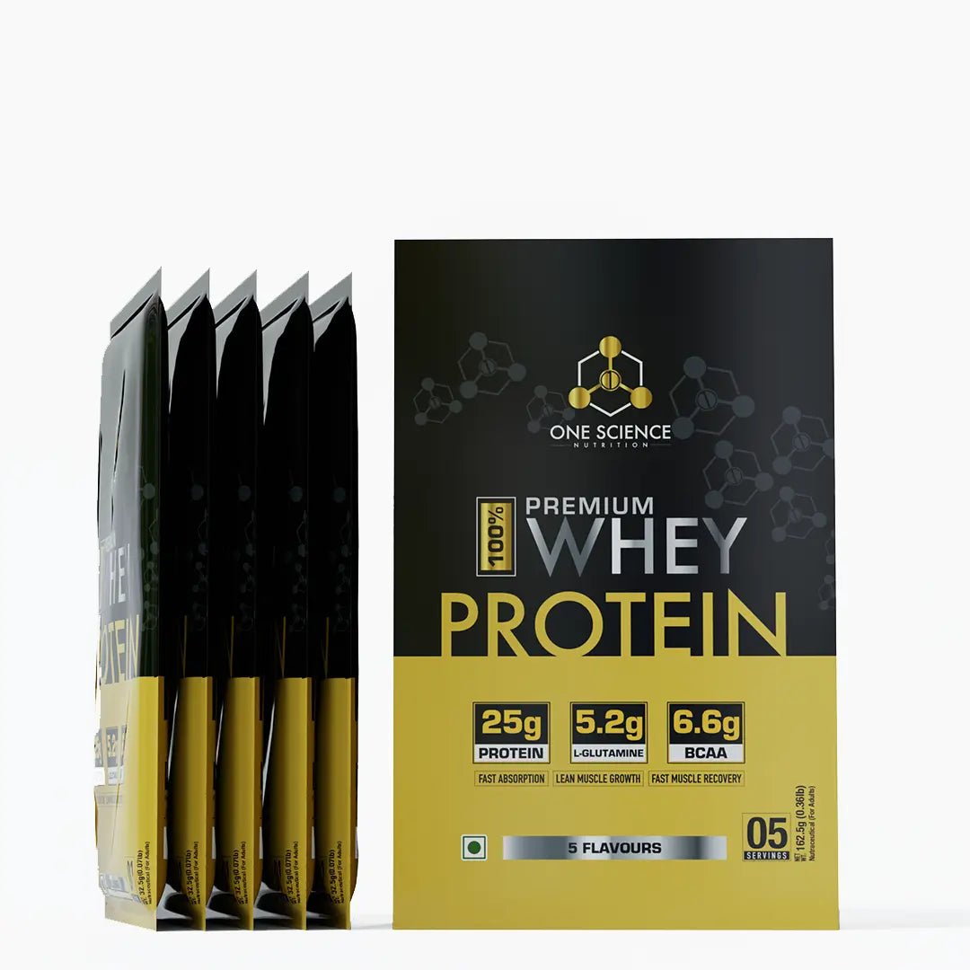 One Science Whey Travel Pack of 5 - OSN 100% Premium Whey Protein (162.5 g) | Mfg India