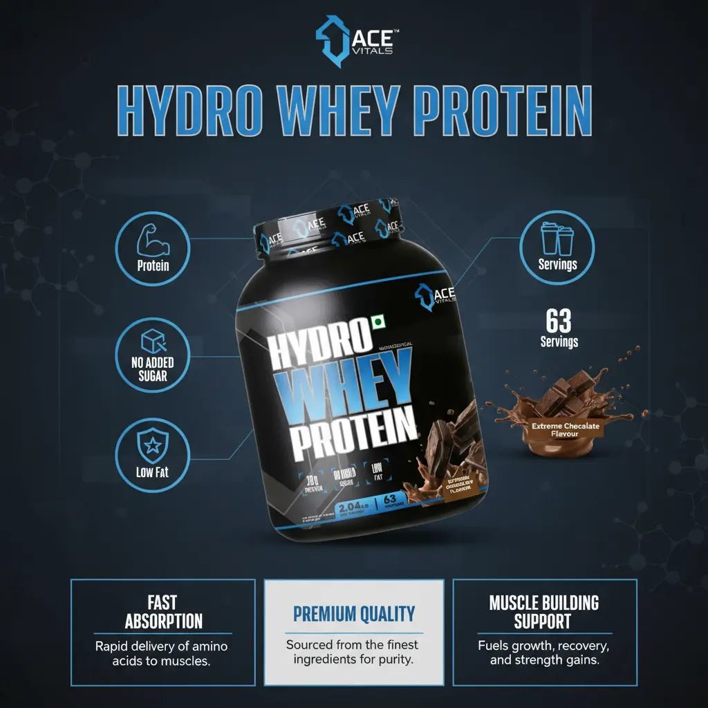 Ace Vitals Hydro Whey Protein – 26g European Hydrolyzed Protein, Ultra-Fast Absorption